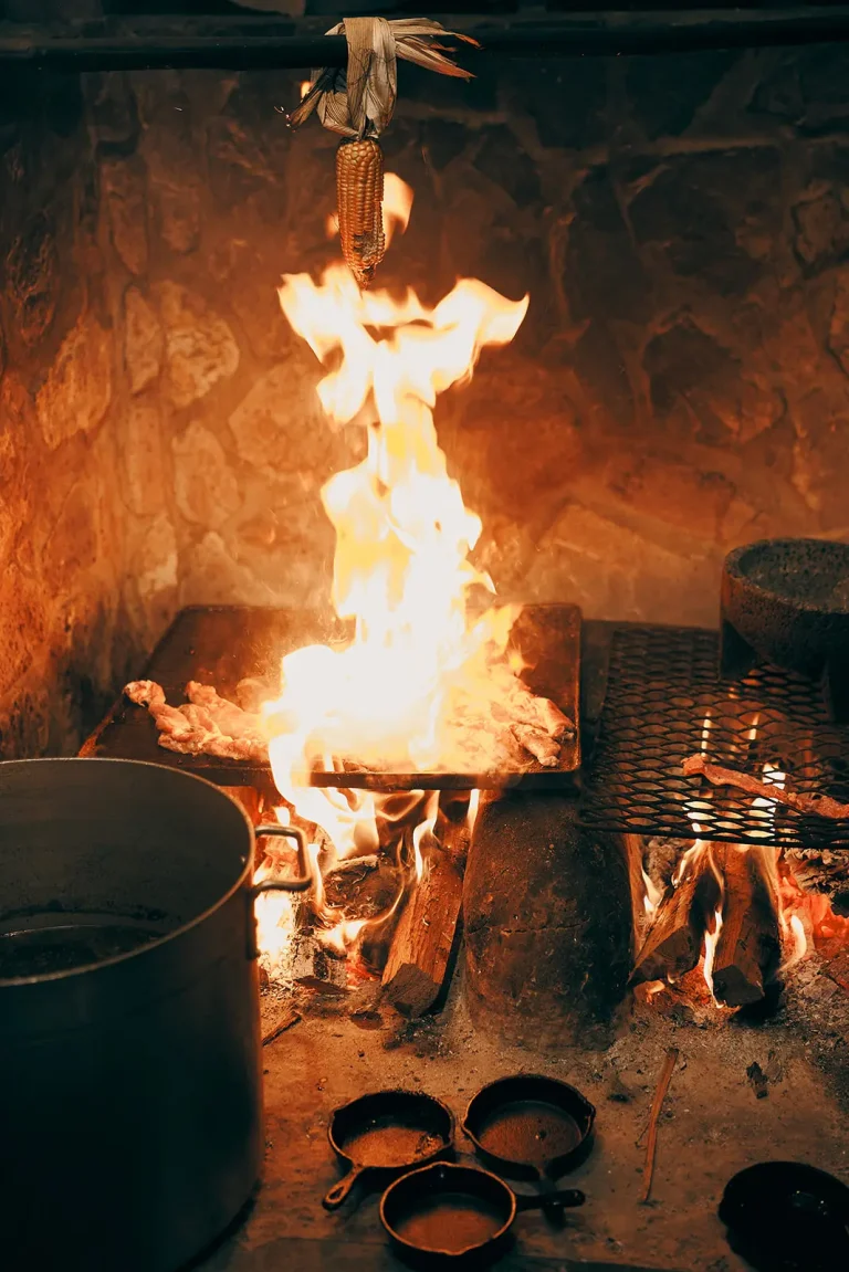 flame on outdoor fireheart in Belize