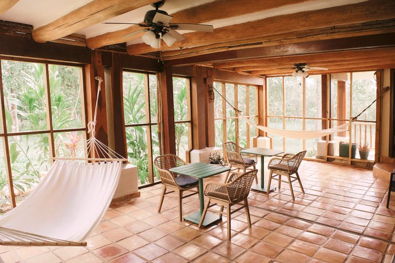 belize wilderness lounging area with hammocks